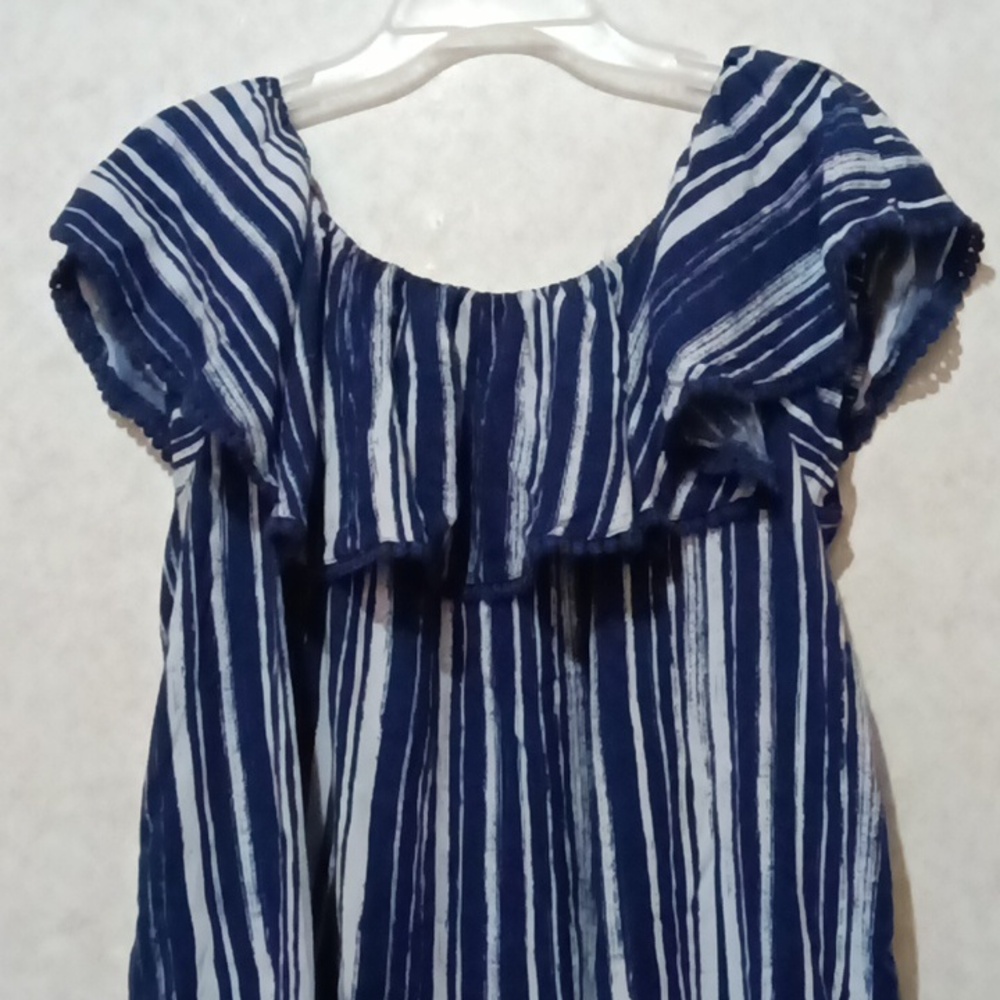 Faded Glory blue & white "off the shoulder" blouse size XL (16-18) - Picture 2 of 11